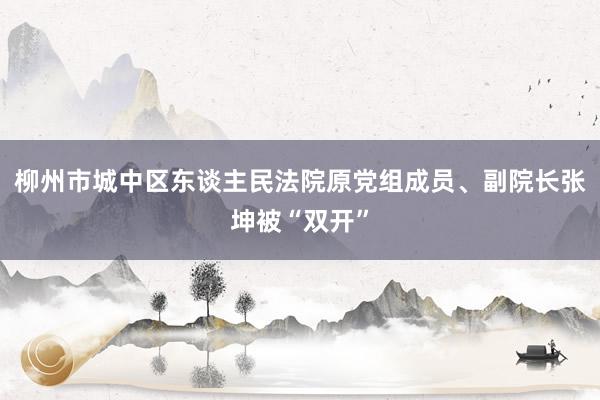 柳州市城中区东谈主民法院原党组成员、副院长张坤被“双开”