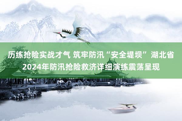 历练抢险实战才气 筑牢防汛“安全堤坝” 湖北省2024年防汛抢险救济详细演练震荡呈现