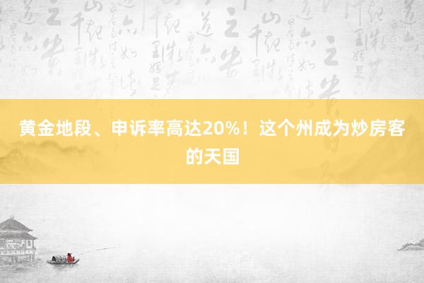 黄金地段、申诉率高达20%！这个州成为炒房客的天国