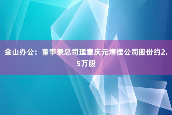 金山办公：董事兼总司理章庆元增捏公司股份约2.5万股