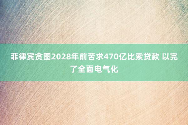 菲律宾贪图2028年前苦求470亿比索贷款 以完了全面电气化