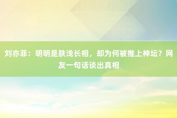 刘亦菲：明明是肤浅长相，却为何被推上神坛？网友一句话谈出真相