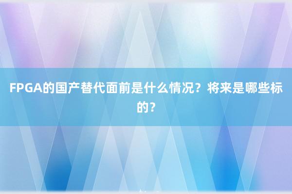 FPGA的国产替代面前是什么情况？将来是哪些标的？