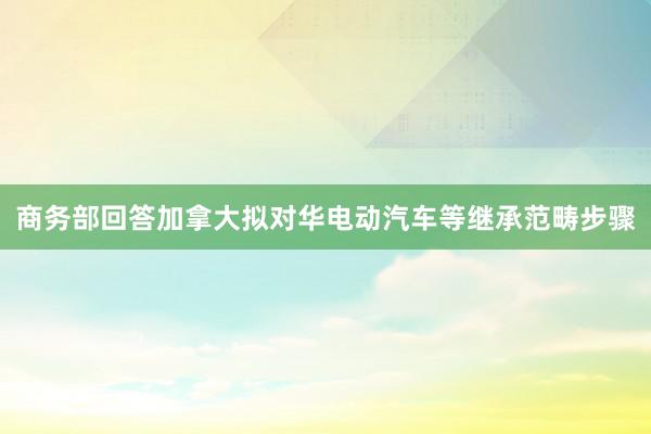 商务部回答加拿大拟对华电动汽车等继承范畴步骤