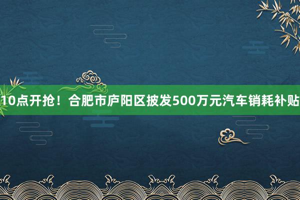 10点开抢！合肥市庐阳区披发500万元汽车销耗补贴